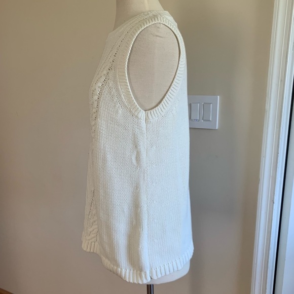 CHELSEA & THEODORE Large off white Ivory Knit Sweater Vest - Picture 3 of 12